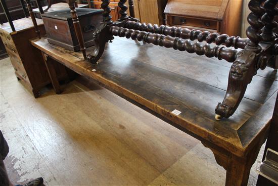 Oak plank topped refectory table, 9ft